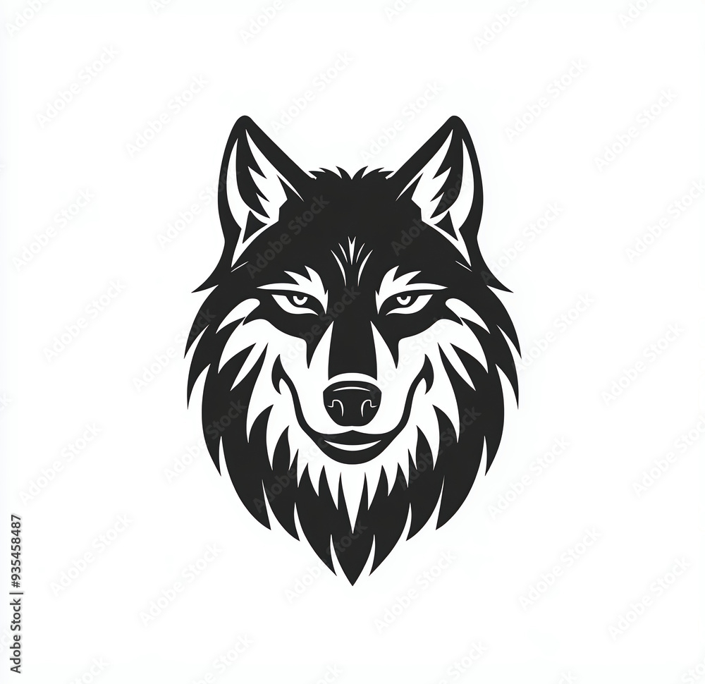 Vector logo of a wolf, black on a white background, simple design, no shadows, symmetrical design, flat vector graphics, symmetrical. Vector logo of a wolf, black on a white background, simple design, no shadows, symmetrical design, flat vector graphics, symmetrical.