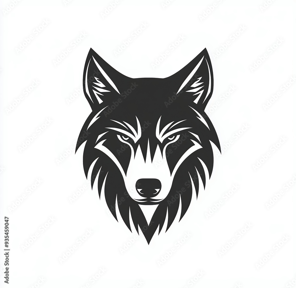 Vector logo of a wolf, black on a white background, simple design, no shadows, symmetrical design, flat vector graphics, symmetrical. Vector logo of a wolf, black on a white background, simple design, no shadows, symmetrical design, flat vector graphics, symmetrical.