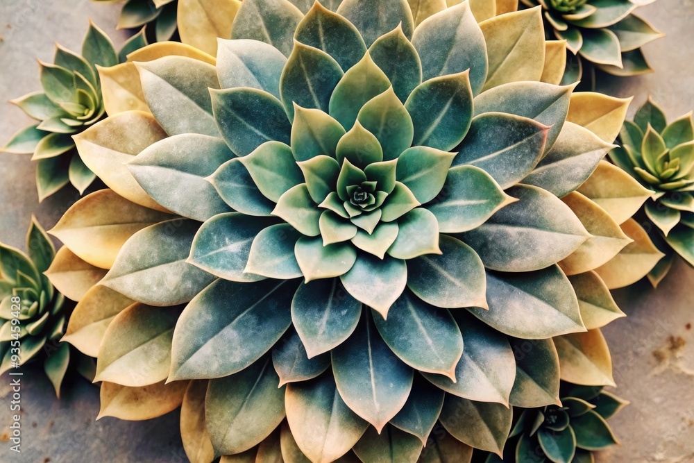 Close-up of a symmetrical lush succulent plant. Close-up of a symmetrical lush succulent plant.