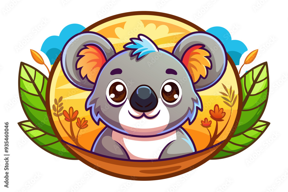 Obraz premium Cute Cartoon Koala Bear in a Forest Setting