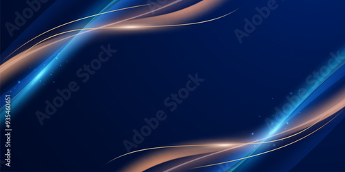 blue abstract background with luxury golden elements vector illustration