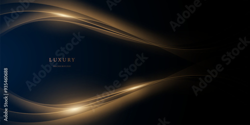 blue abstract background with luxury golden elements vector illustration