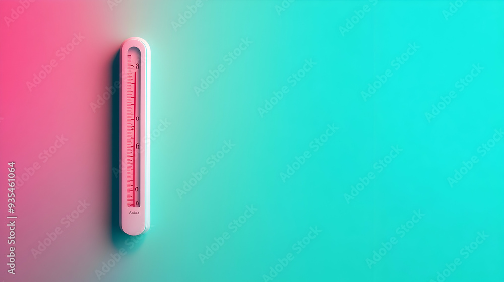 Digital thermometer showing an elevated temperature against a gradient teal background.illustration Digital thermometer showing an elevated temperature against a gradient teal background.illustration