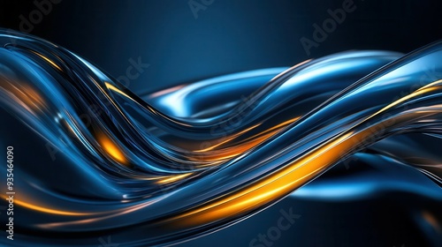 Wallpaper Mural Abstract digital art with a dynamic wave of blue and gold. The image is perfect for futuristic, modern, or tech-themed projects. Torontodigital.ca