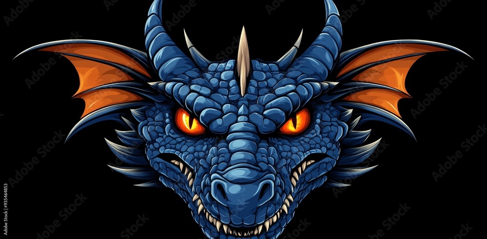 Red and black color scheme with an angular head of a dragon - illustration AA Red and black color scheme with an angular head of a dragon - illustration AA