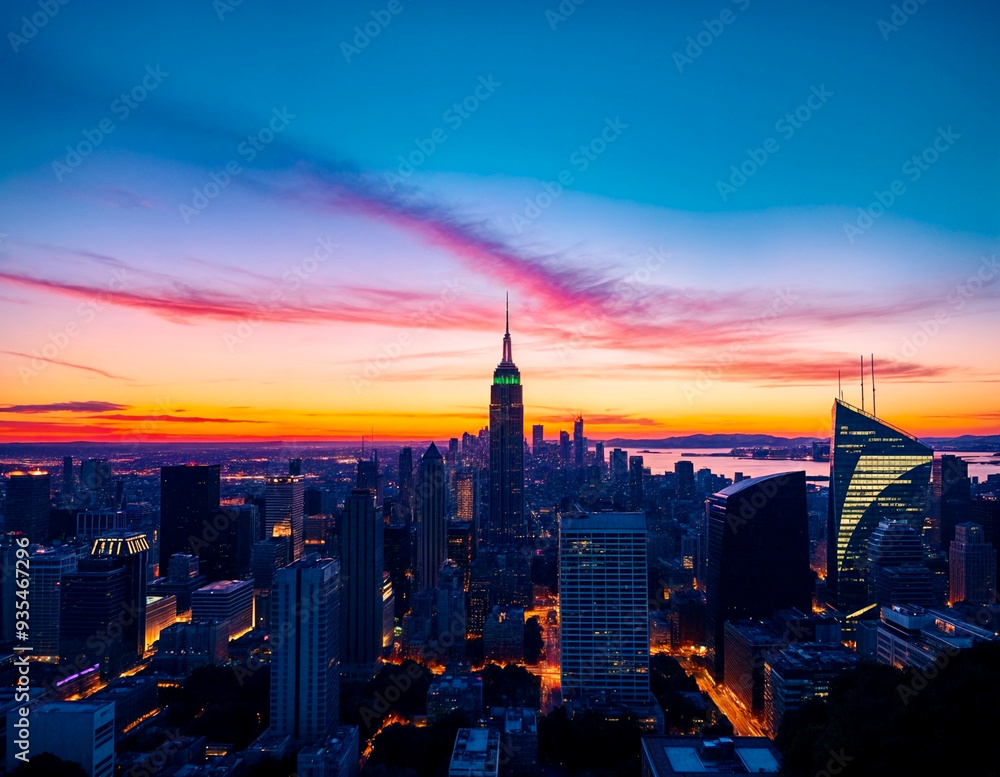 Fototapeta premium city skyline at sunset