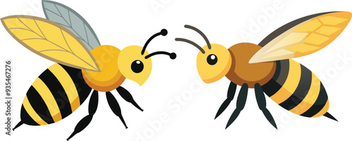 Bee, side view with white background 