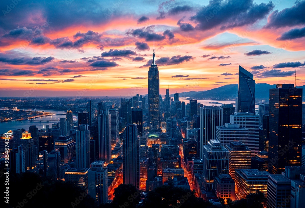 Fototapeta premium sunset over city