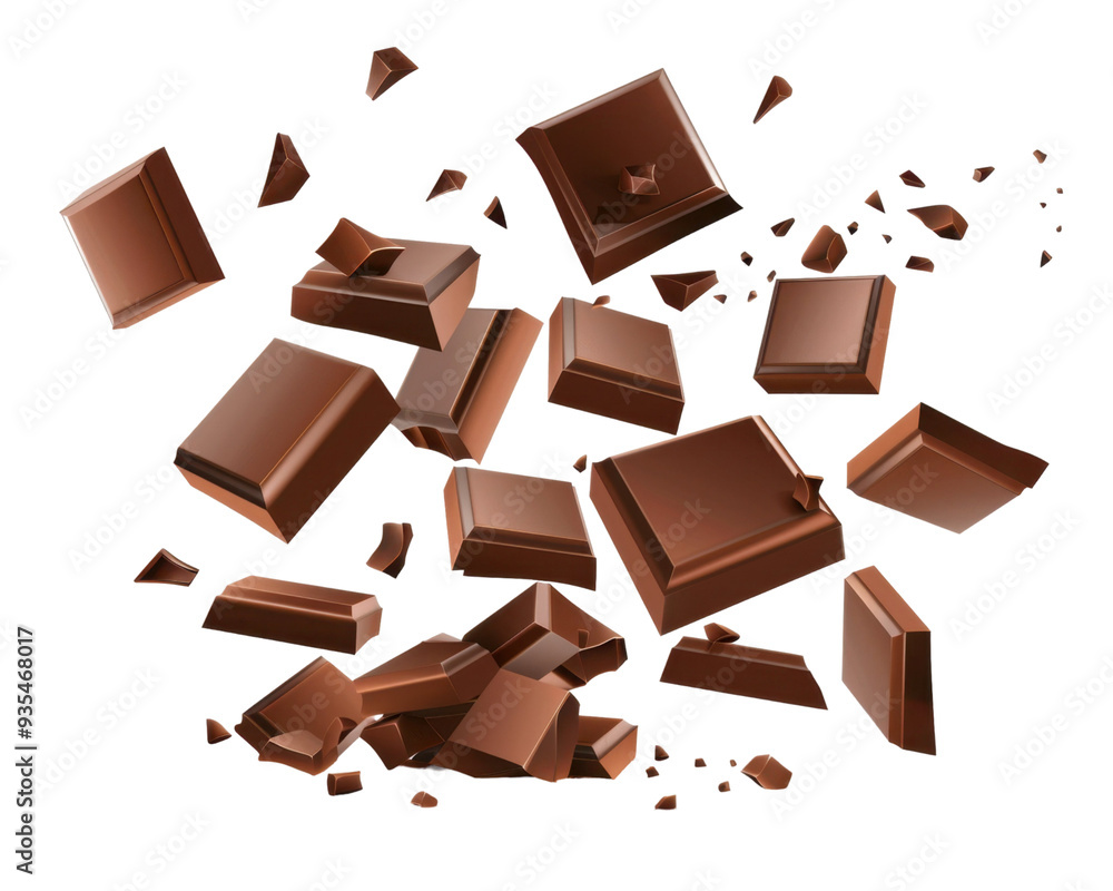 An assortment of chocolate pieces scattered, showcasing a delicious treat. An assortment of chocolate pieces scattered, showcasing a delicious treat.