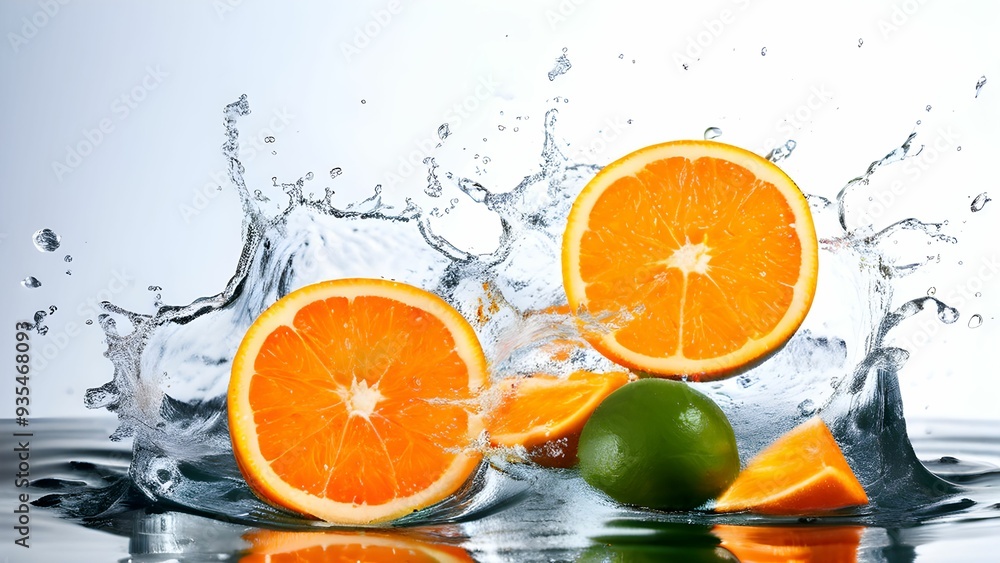 orange and water splash orange and water splash