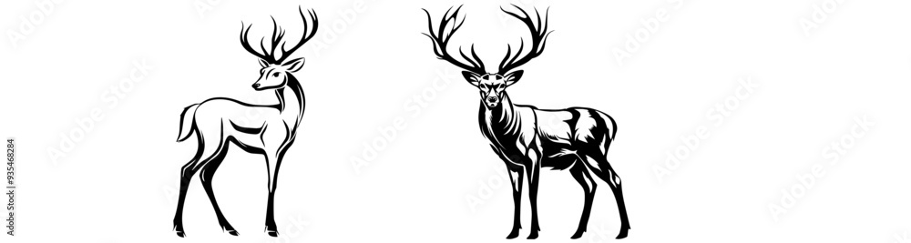 Obraz premium Wildlife and Shopping Cart Stock Photos: Deer, Nature, and Retail Imagery