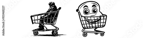 Wildlife and Shopping Cart Stock Photos: Deer, Nature, and Retail Imagery