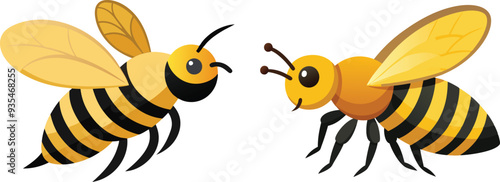 Bee, side view with white background 