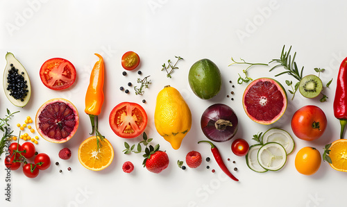 vegetable and fruits photo or illustrator on white background