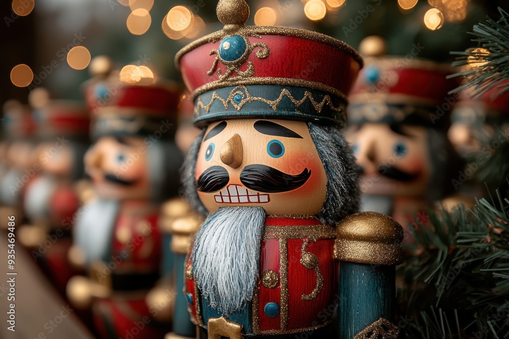 Nutcracker with Christmas Decorations. Happy New Year, Merry Christmas, x-mas Holiday. Nutcracker with Christmas Decorations. Happy New Year, Merry Christmas, x-mas Holiday.