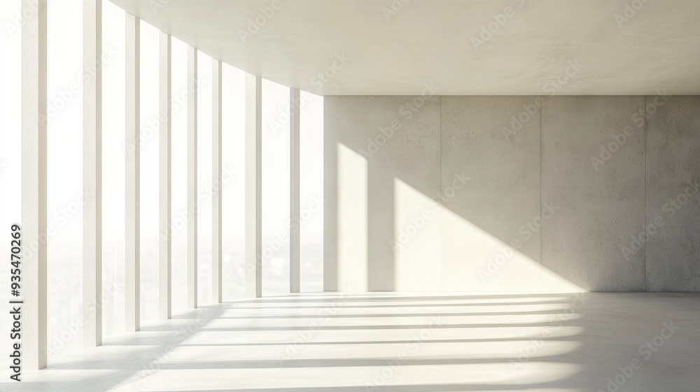 Fototapeta premium The concrete wall is covered in white plaster, allowing for space for mockups and copy