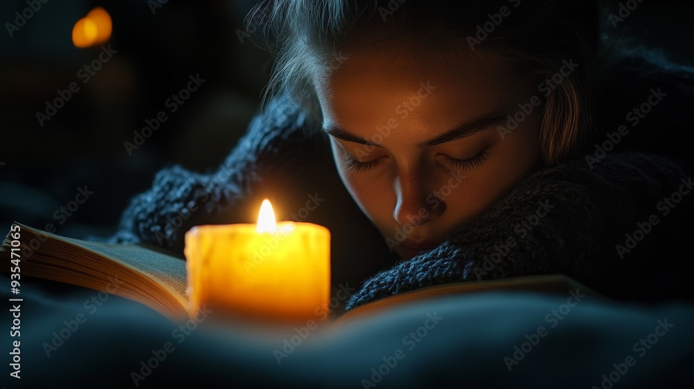 Woman Reading by Candlelight Woman Reading by Candlelight