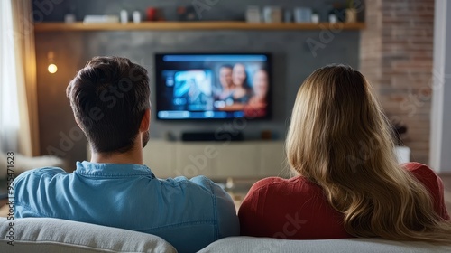 A couple relaxes together on the couch, streaming their favorite entertainment in the comfort of their living room