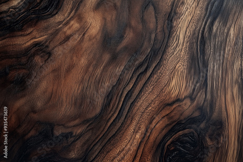 Walnut Wood texture, Natural light warm color wood texture with unique grain patterns. Close up of a wooden surface background. photo