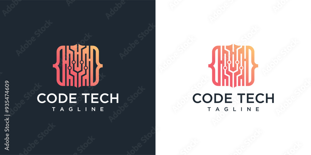 Obraz premium Coding technology logo design template inspiration. 