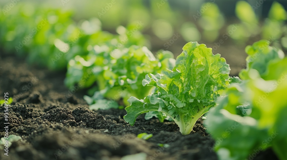 Close up of, lettuce and gardening plants for farming, agriculture and growth in nature, sand and sustainable field. Background, soil, sustainability, leaf vegetables, and greenhouse ecology Close up of, lettuce and gardening plants for farming, agriculture and growth in nature, sand and sustainable field. Background, soil, sustainability, leaf vegetables, and greenhouse ecology