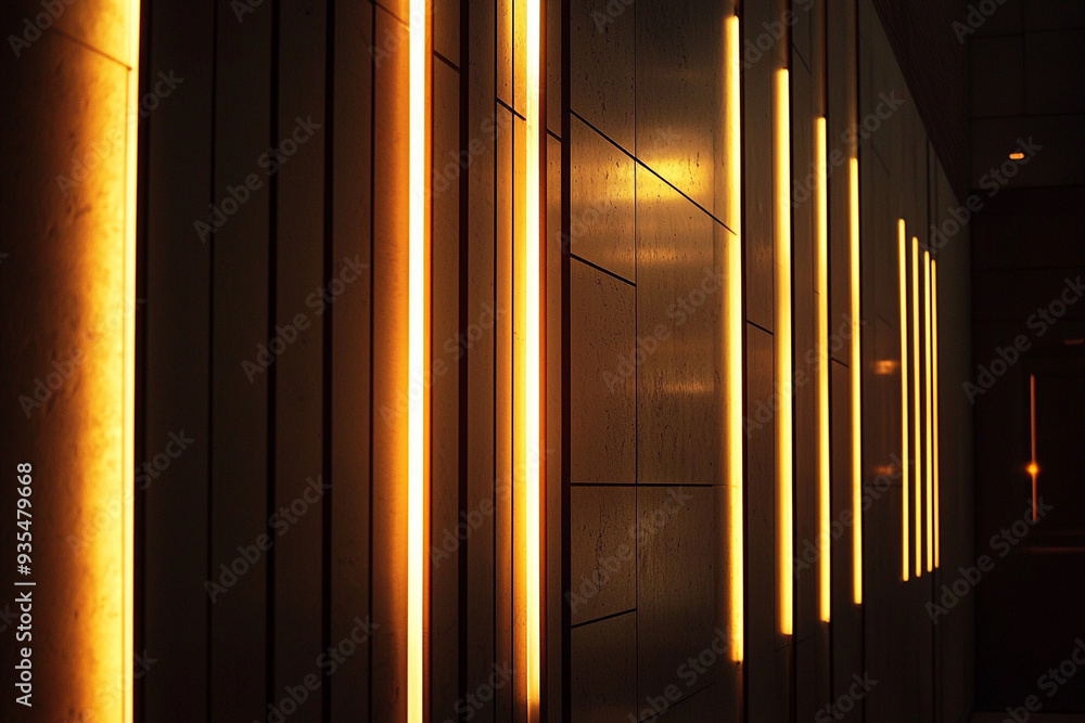 Fototapeta premium Close-up of a modern buildings entryway with unique