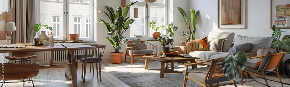 scandinavian loft apartment. 3d rendering. scandinavian loft apartment. 3d rendering.