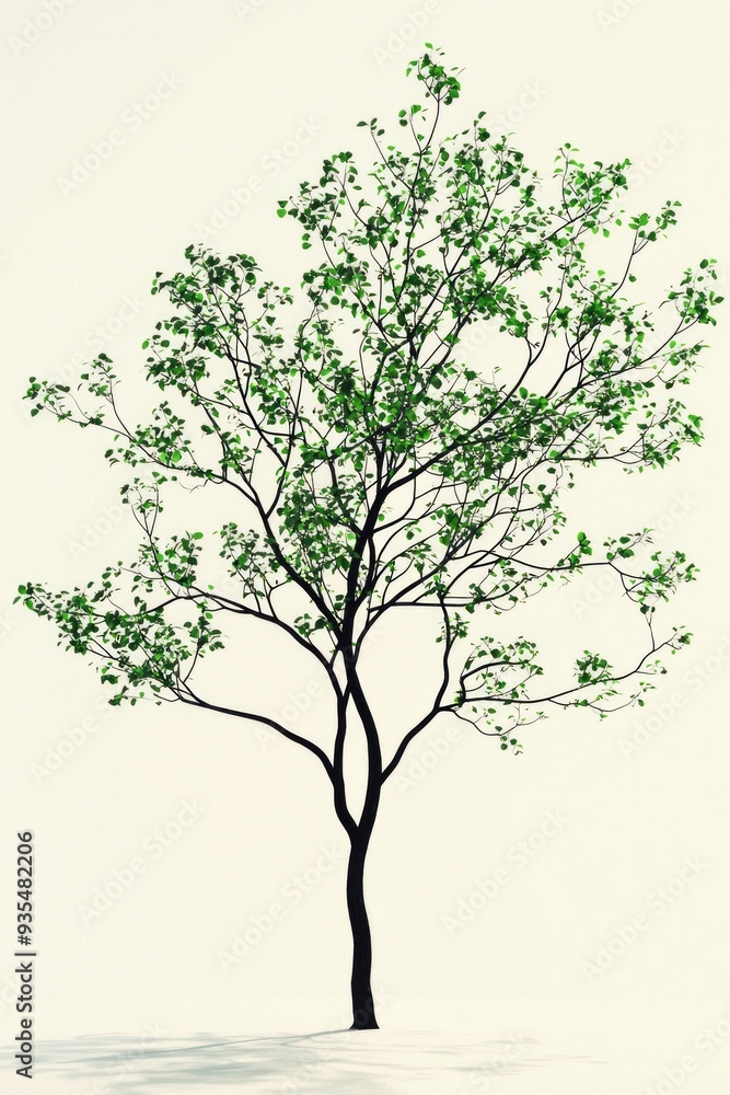 Minimalistic style, tree with green leaves Minimalistic style, tree with green leaves