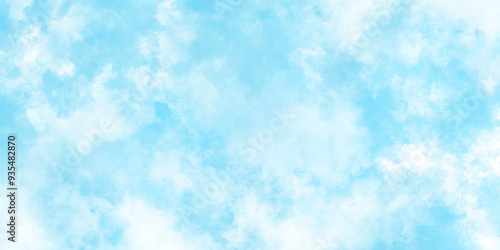 Abstract watercolor background texture .Blurry and cloudy light blue sky background with clouds.classic hand painted Blue watercolor background for painted paper textured canvas ,vintage design..	
