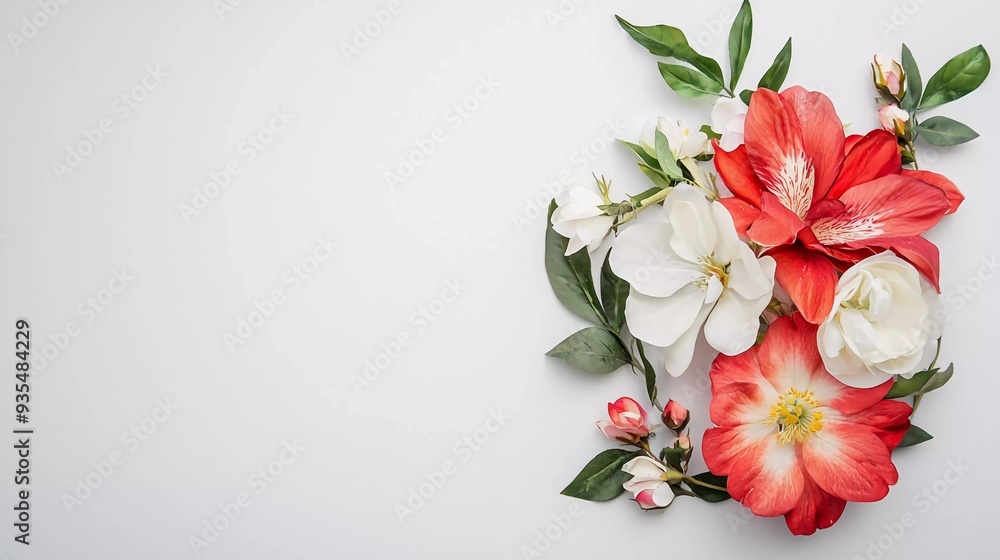 Naklejka premium Beautiful flower composition on white background which is very beautiful