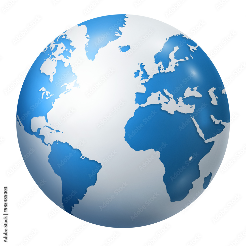 Blue earth globe isolated on transparent background Blue earth globe isolated on transparent background