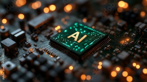 Close-up of a circuit board featuring an AI chip.