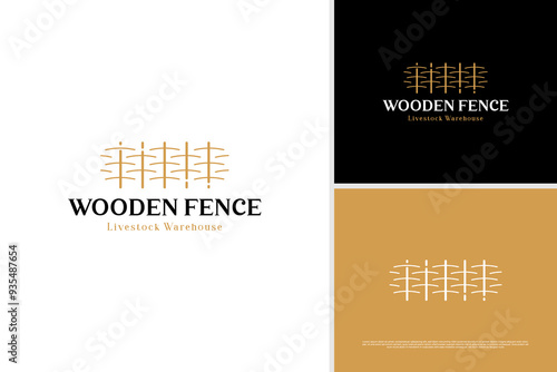 Wooden fence livestock barn logo design template