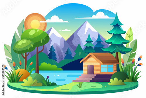 A Charming Cabin Nestled in a Mountainous Forest