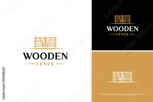 Wooden fence livestock barn logo design template