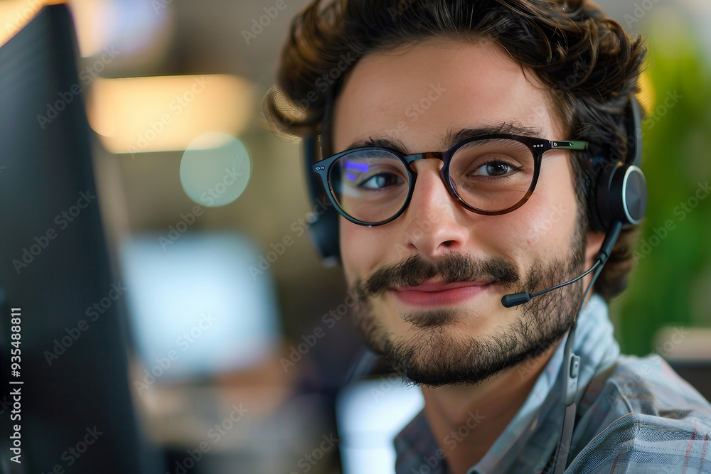 Young person work in a modern company generative AI Young person work in a modern company generative AI