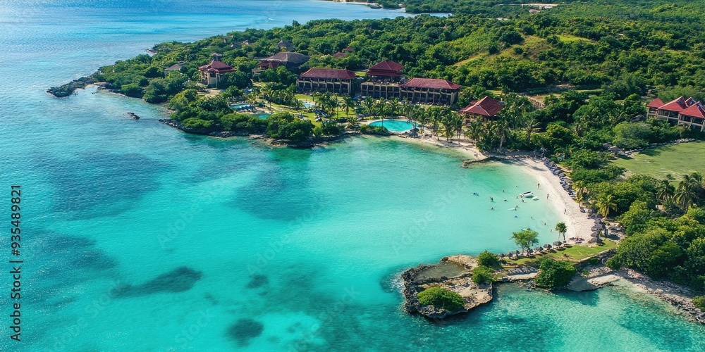 Fototapeta premium Tropical resort on a secluded island beach.