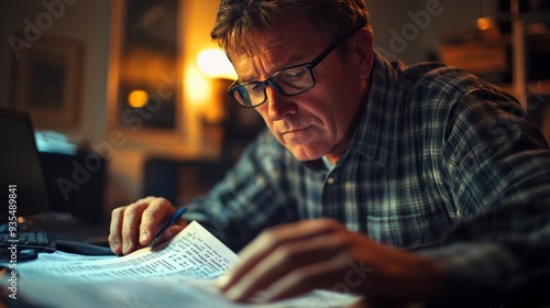 Concentrated Man Reviewing