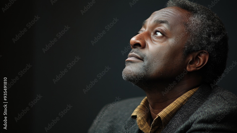 Hopeful Black Man Looking Up Hopeful Black Man Looking Up