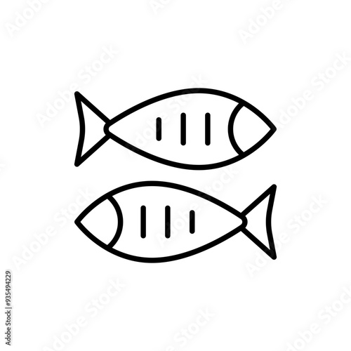 Sardine outline icons, minimalist vector illustration ,simple transparent graphic element .Isolated on white background