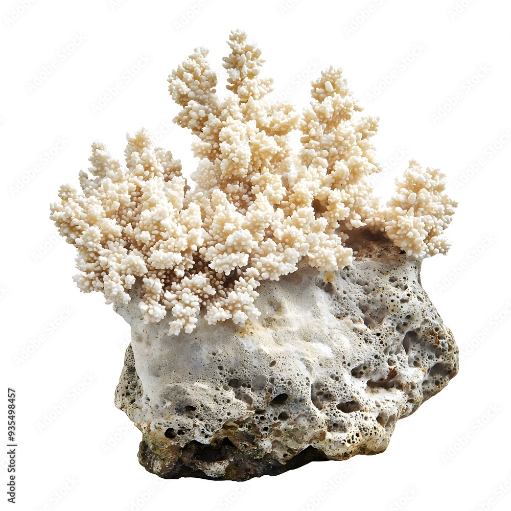 Obraz premium Intricate Branching Coral Rock Formation on White Background