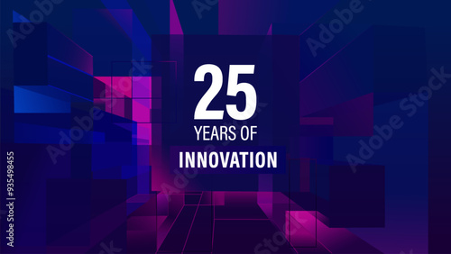 25 Years of Innovation: A high-tech, futuristic background perfect for tech events, conferences, and exhibitions. This abstract design captures the essence of progress and innovation in technology.