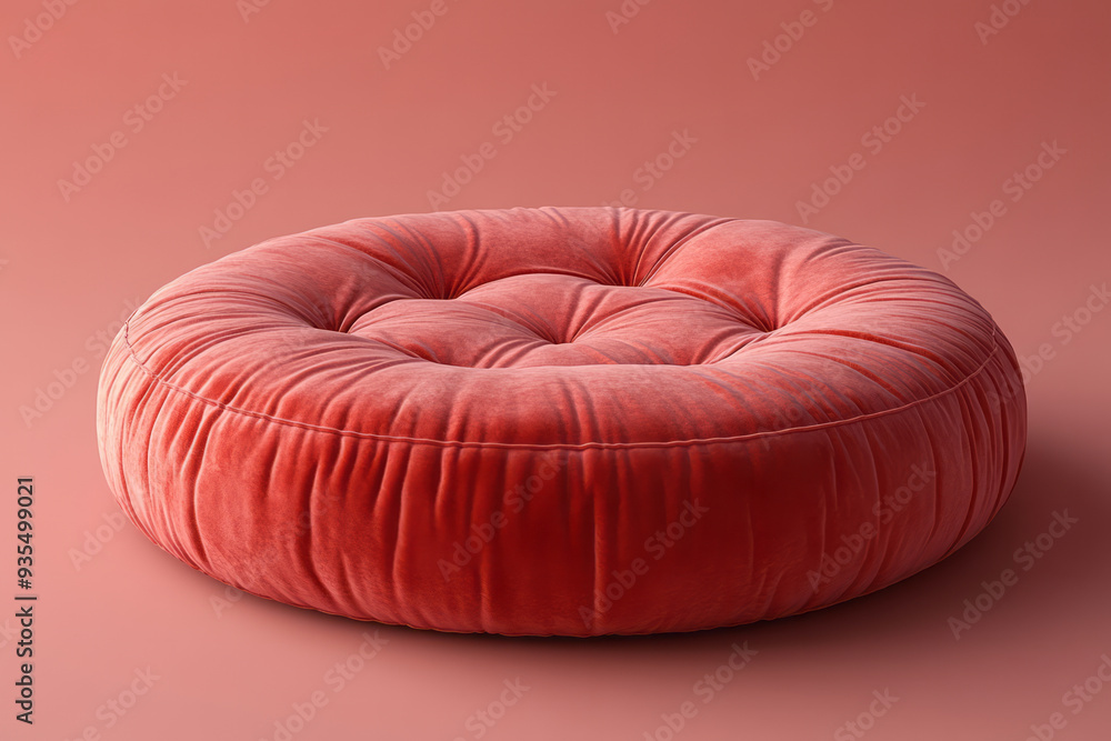 A meditation cushion, isolated on a pastel peach background, representing the practice of daily meditation, A meditation cushion, isolated on a pastel peach background, representing the practice of daily meditation,