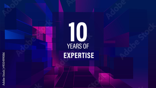 10 Years of Expertise A high-tech, futuristic background perfect for tech events, conferences, and exhibitions. This abstract design captures the essence of progress and innovation in technology.