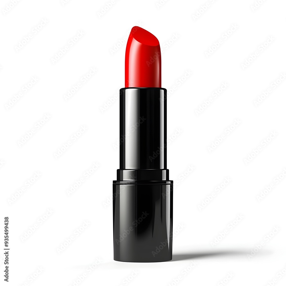 Photo of Alluring Red Lipstick Tube on Minimalist White Background
