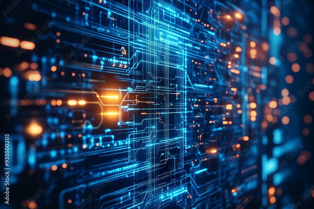 Abstract futuristic web circuitry and firewall concept in modern network technology photography Abstract futuristic web circuitry and firewall concept in modern network technology photography