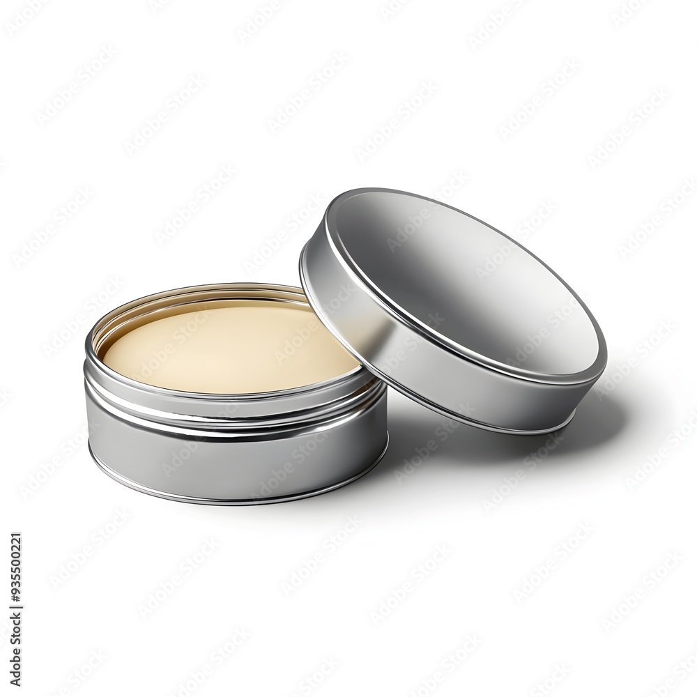 Photo of Lip Balm Tin Against White Background Photo of Lip Balm Tin Against White Background