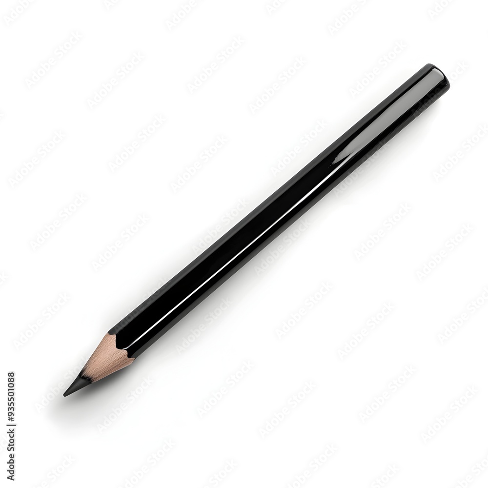 Photo of Sleek Black Eyeliner Pencil on Clean White Background Photo of Sleek Black Eyeliner Pencil on Clean White Background