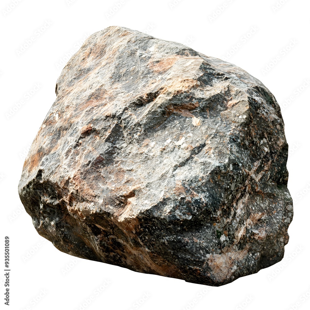 Photo of Solitary Granite Boulder on White Background Photo of Solitary Granite Boulder on White Background