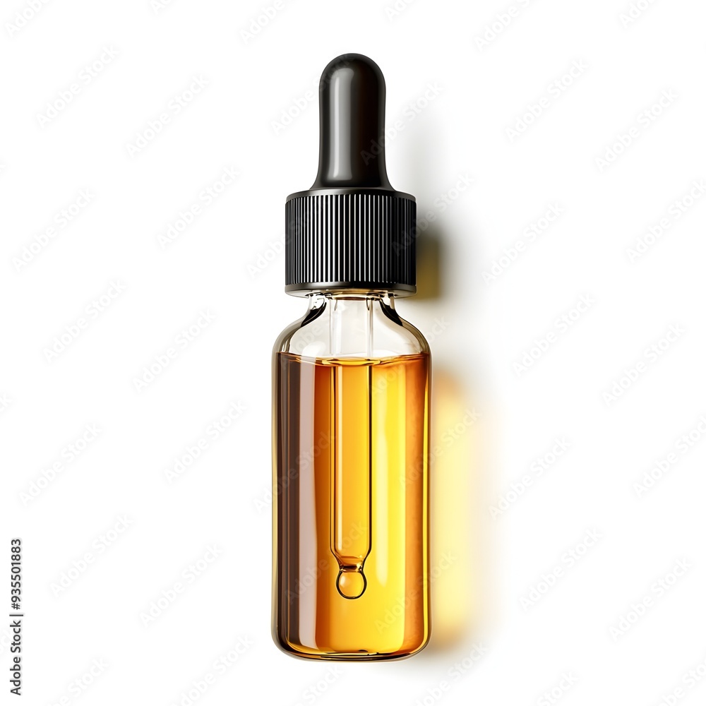 Photograph of Glass Hair Oil Dropper Bottle on White Background Photograph of Glass Hair Oil Dropper Bottle on White Background